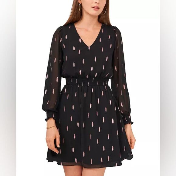 MSK Rich Black Chiffon V-neck Dress. Size PS - Picture 16 of 16